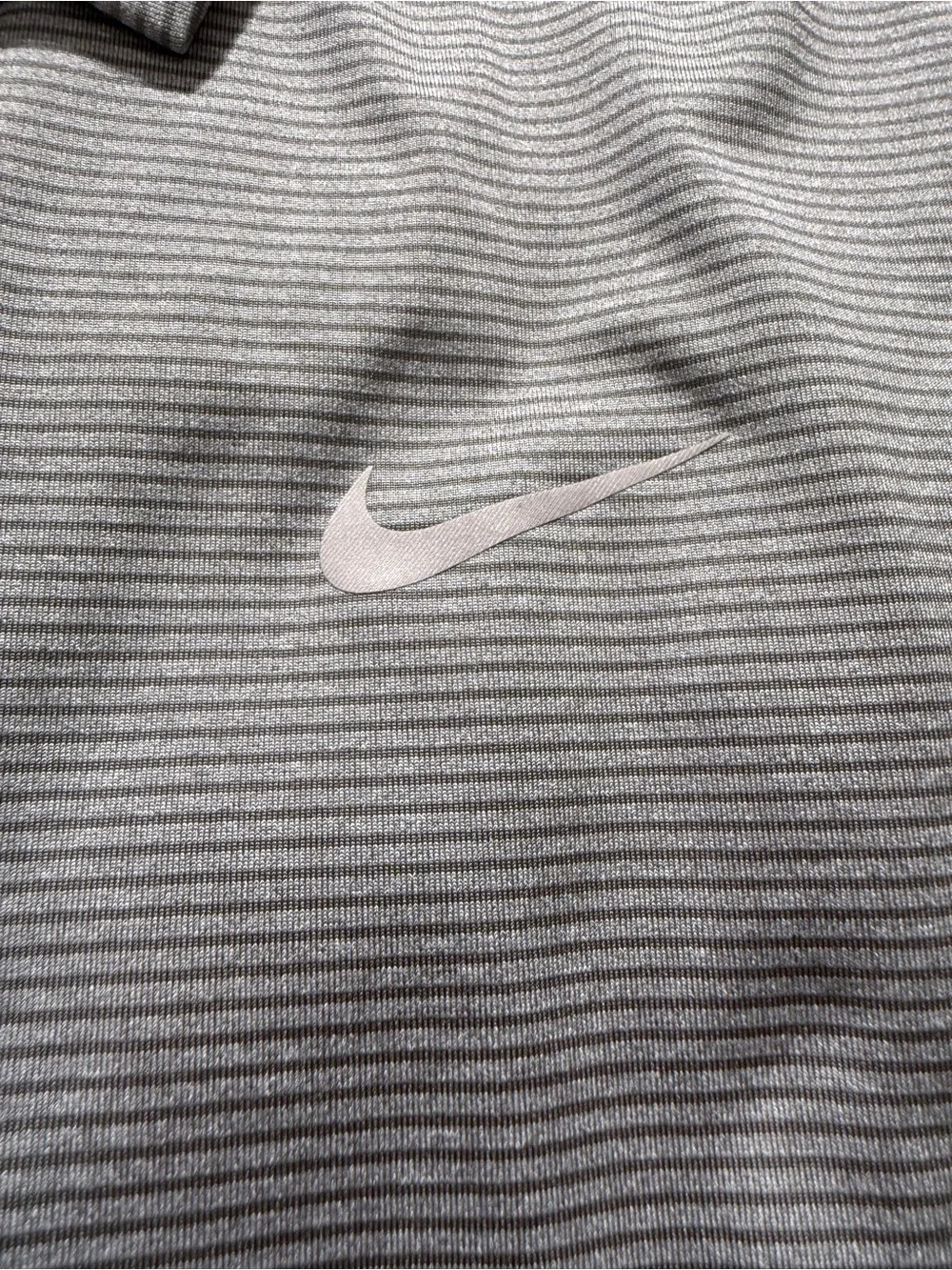 ⁠Nike Golf Tiger Woods Collection Polo Shirt Gray Striped Snap Neck Men's Large